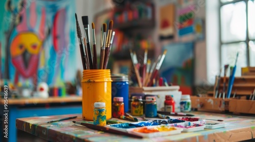 Art Supplies on a Table.