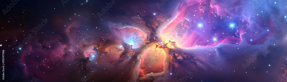 Cosmic nebula with vibrant colors and twinkling stars. Cosmic nebula with vibrant colors and twinkling stars.
