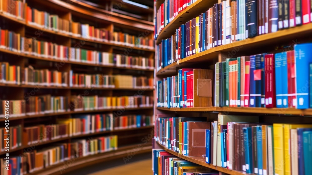 Bookshelves Filled with Books in a Library. Bookshelves Filled with Books in a Library.