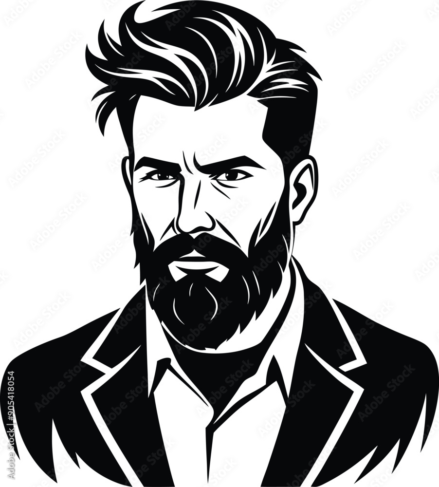 silhouette of hipster man head white background silhouette of hipster man head white background