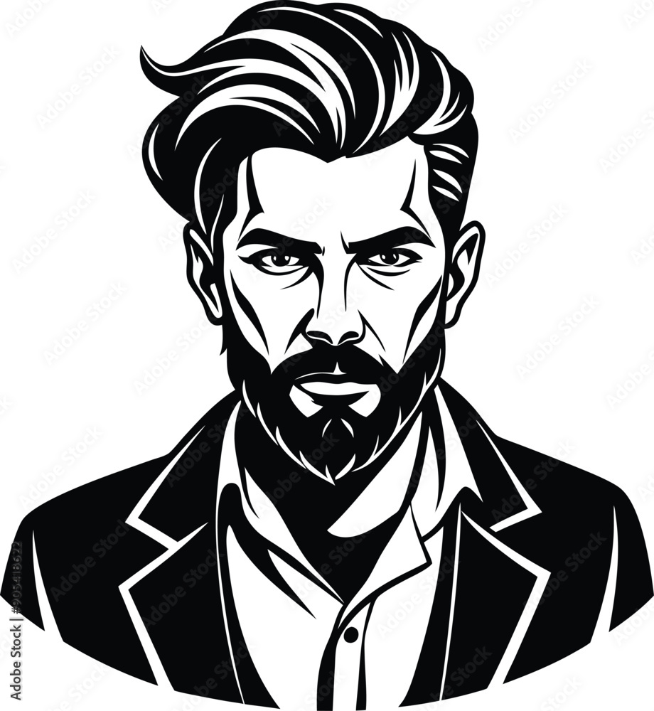 silhouette of hipster man head white background silhouette of hipster man head white background