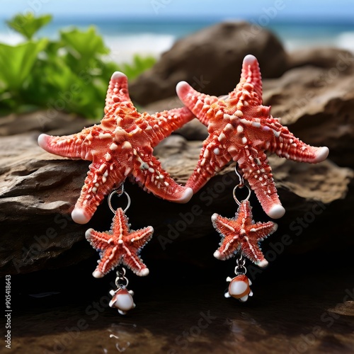 coral starfish earrings earrings shaped like starfish and adorne photo