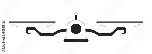 Balance scales black and white 2D line object. Equality equilibrium equipment libra isolated vector outline item. Judge righteousness. Measure comparison monochromatic flat spot illustration