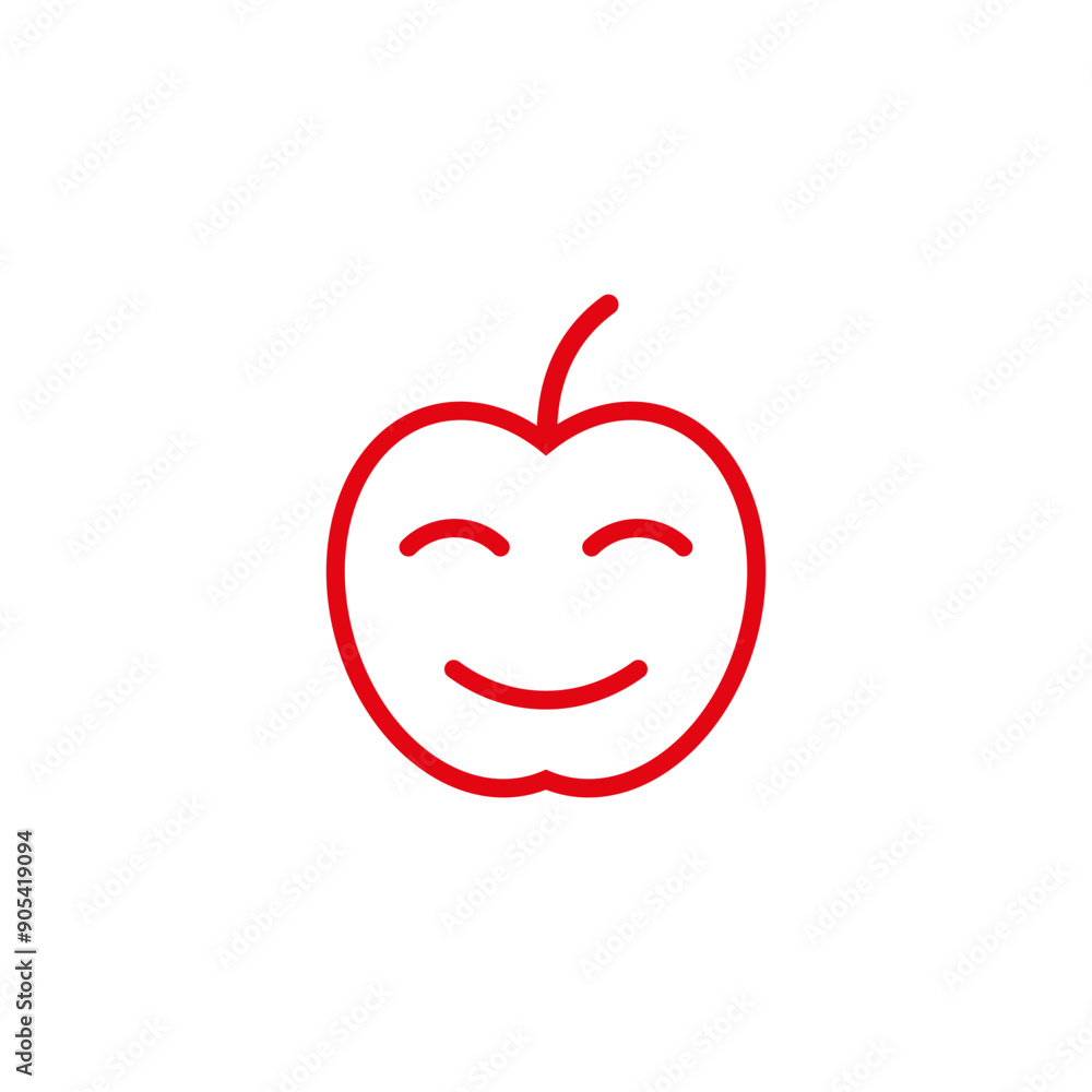 Cartoon apple with a face. Vector icon. Cute tasty apple smiles. Cartoon apple with a face. Vector icon. Cute tasty apple smiles.