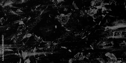 Abstract Dark black stone wall grunge aged rough texture background. closeup texture of black color. Gray concrete cracked walls in the background. White and black messy wall stucco texture background