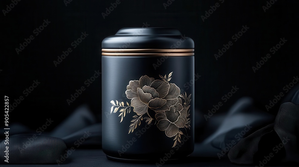 Tea tin with intricate floral patterns, elegant packaging, premium tea presentation
