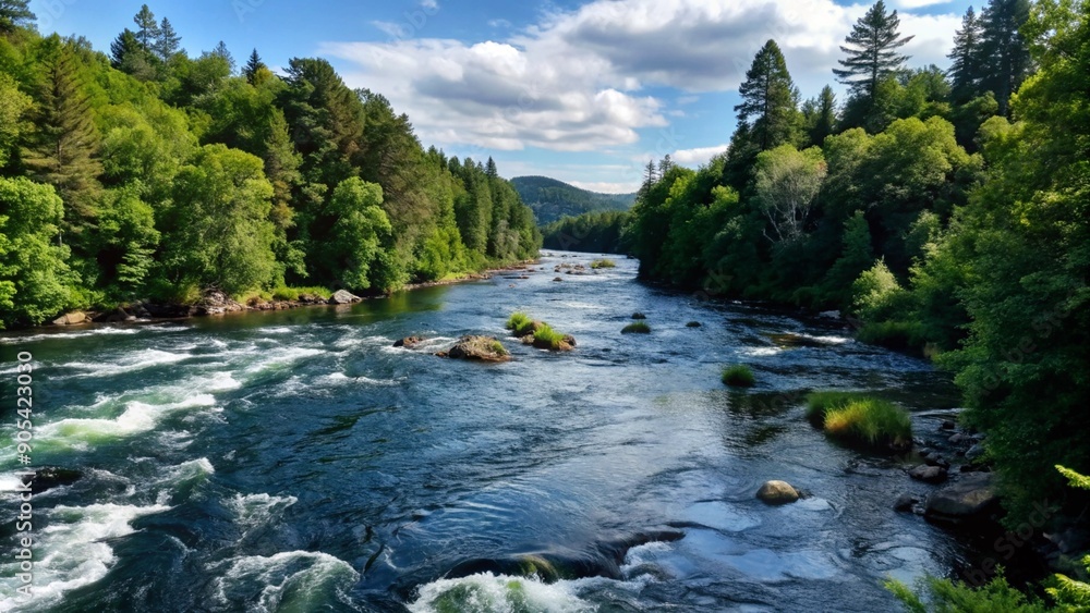 Tranquil River Flowing Through Enchanting Forest