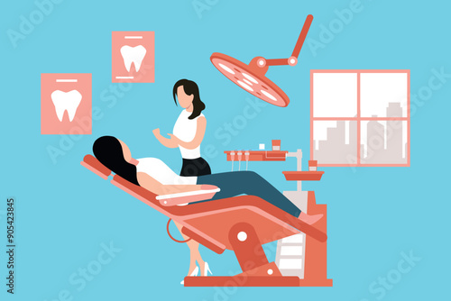 The girl is getting treatment from the dentist.