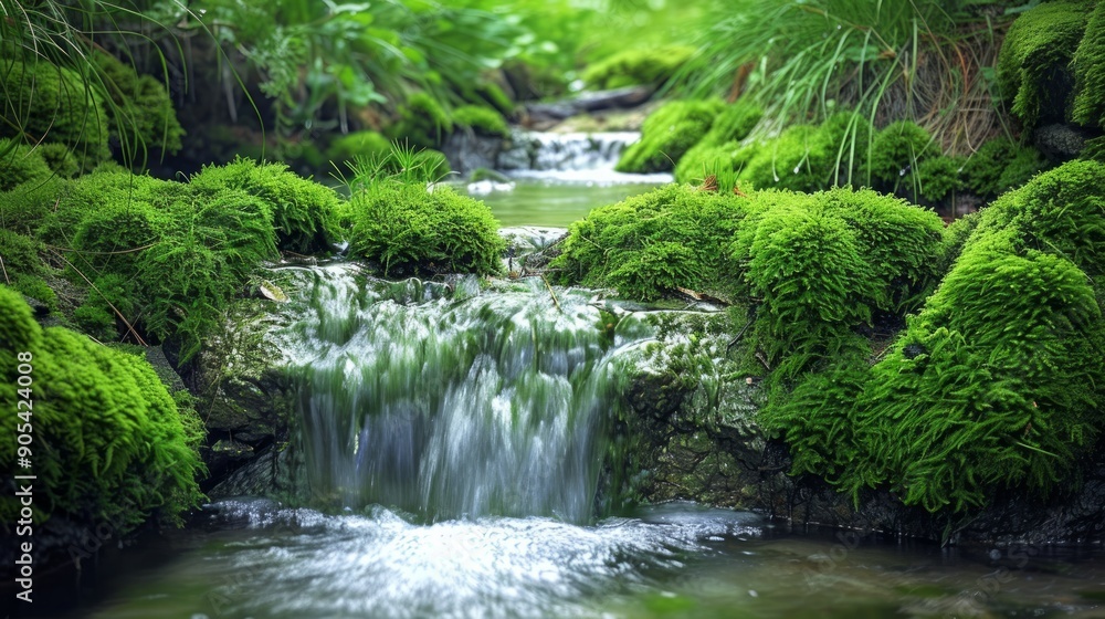 Tranquil Moss-Covered Waterfall Tranquil Moss-Covered Waterfall