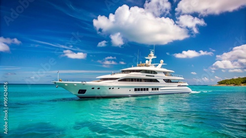 Luxury Yacht Sailing on Open Sea