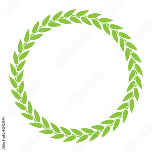 Green Laurel Wreath Round Frame Illustration