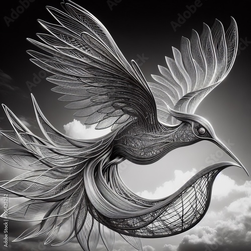 103 27 Aluminum Wire Bird Sculpture Sculptural artworks depictin photo