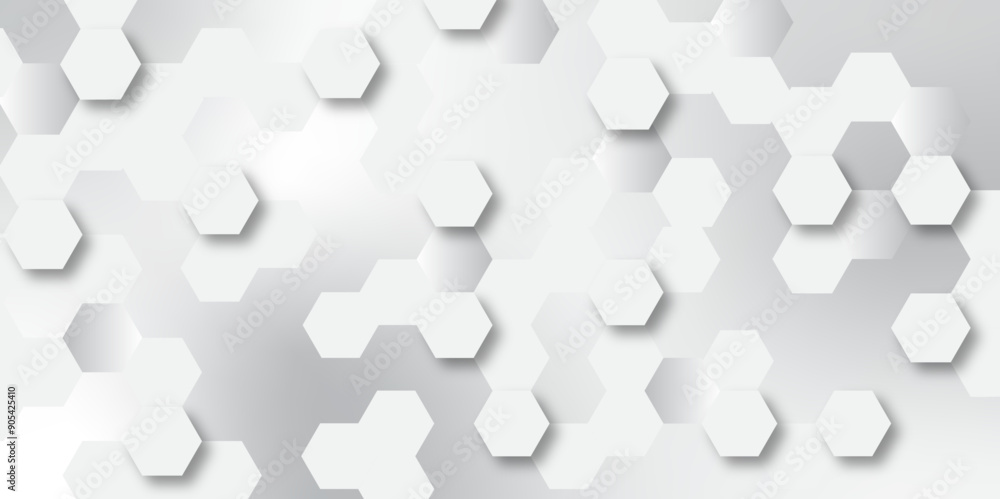 Abstract hexagon background. Futuristic abstract honeycomb mosaic white and grey technology background. Surface polygon pattern with glowing hexagon paper texture futuristic business. graphic design	
