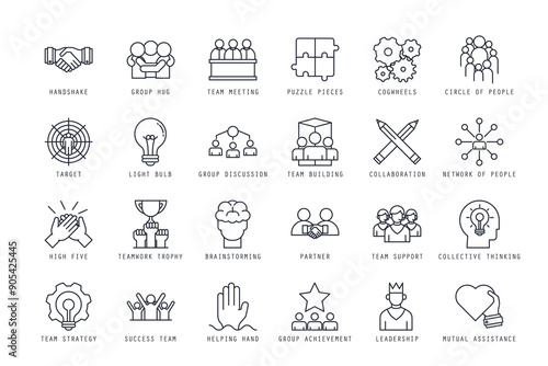 Set of teamwork icons vector illustration. icons bundle isolated on white background