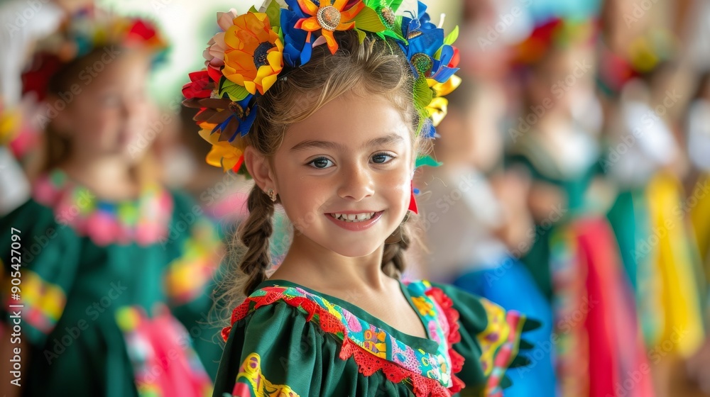 celebration Hispanic with children in traditional outfits celebration Hispanic with children in traditional outfits