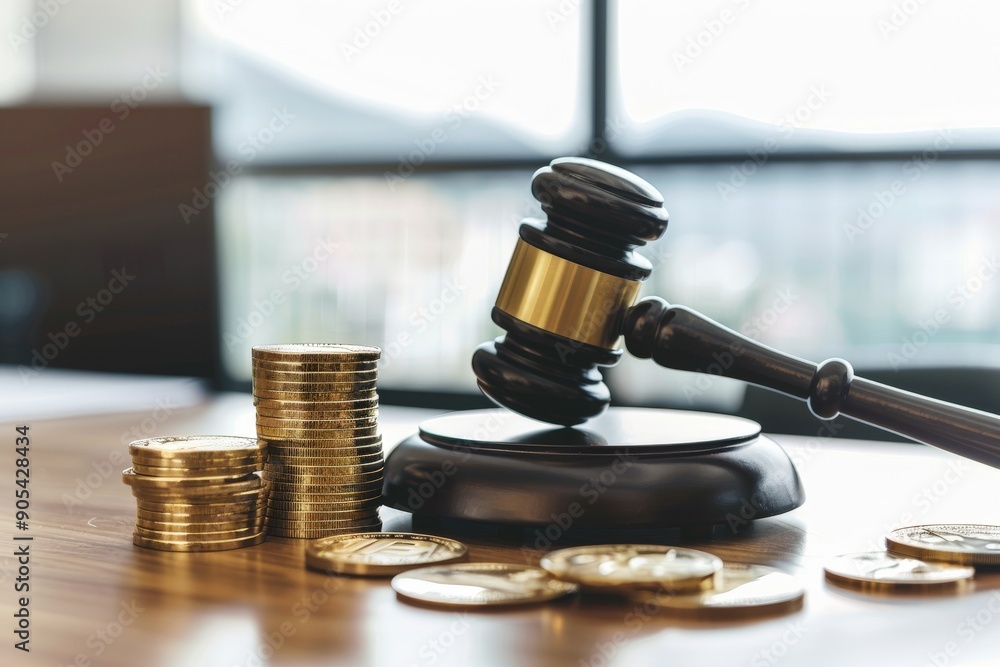 Gavel and Coins: Justice and Finances Gavel and Coins: Justice and Finances