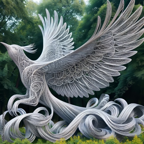 134 31 Aluminum Wire Bird Sculpture Sculptural artworks depictin photo