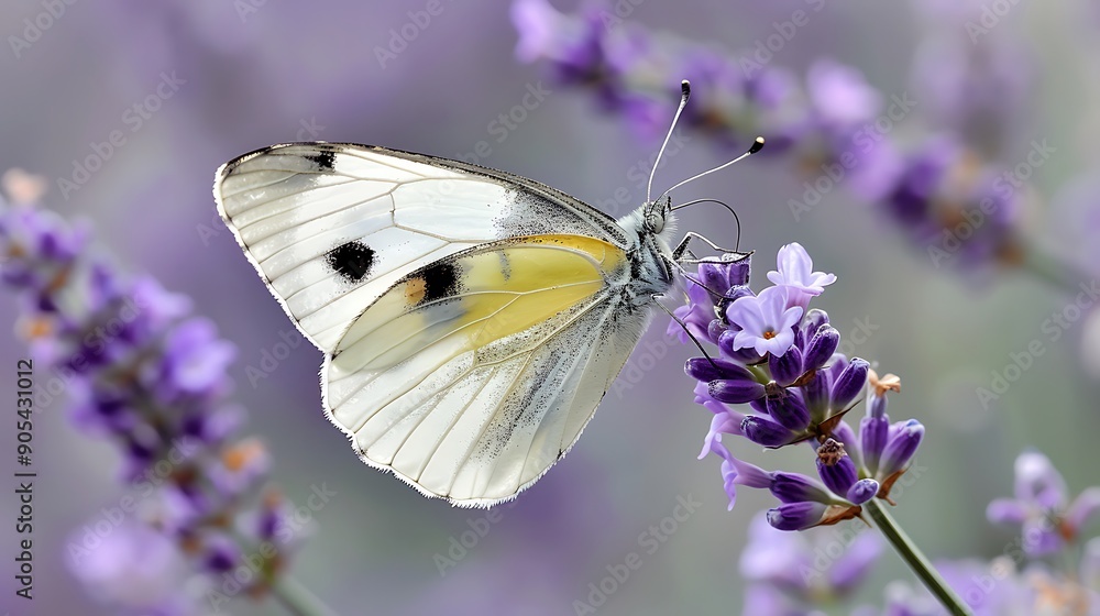 Watercolor style close-up of a butterfly on a lavender flower, delicate and serene, more clarity with clear light and sharp focus, high detailed Watercolor style close-up of a butterfly on a lavender flower, delicate and serene, more clarity with clear light and sharp focus, high detailed