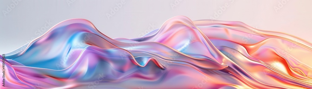 Fototapeta premium Abstract pastel pink, blue, yellow, and orange fabric waves