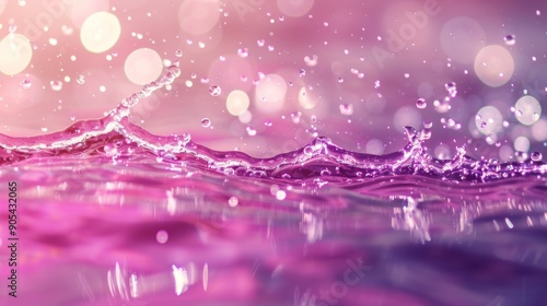 blurred transparent magenta colored water surface texture with splashes and bubbles, trendy background