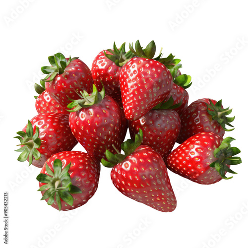 Fresh strawberries on a transparent background.