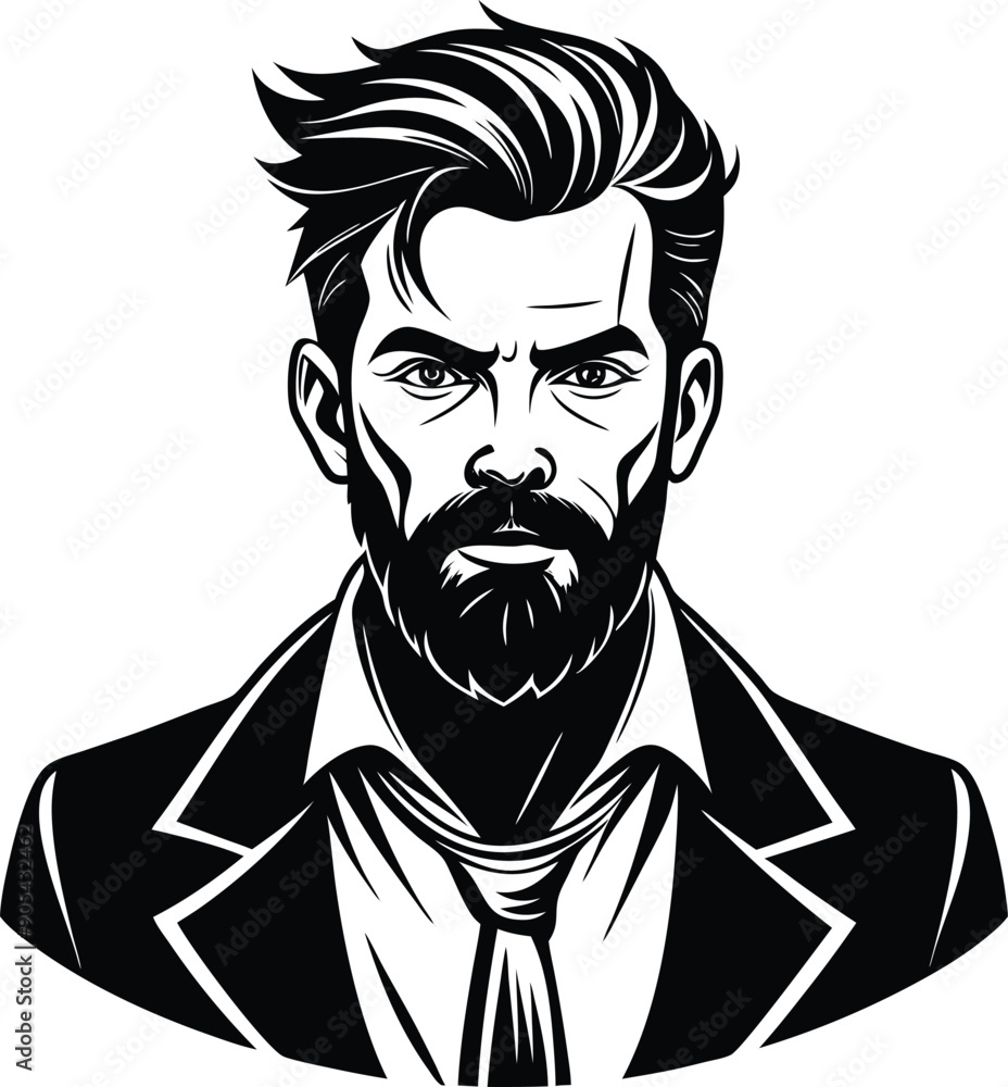 silhouette of hipster man head white background silhouette of hipster man head white background