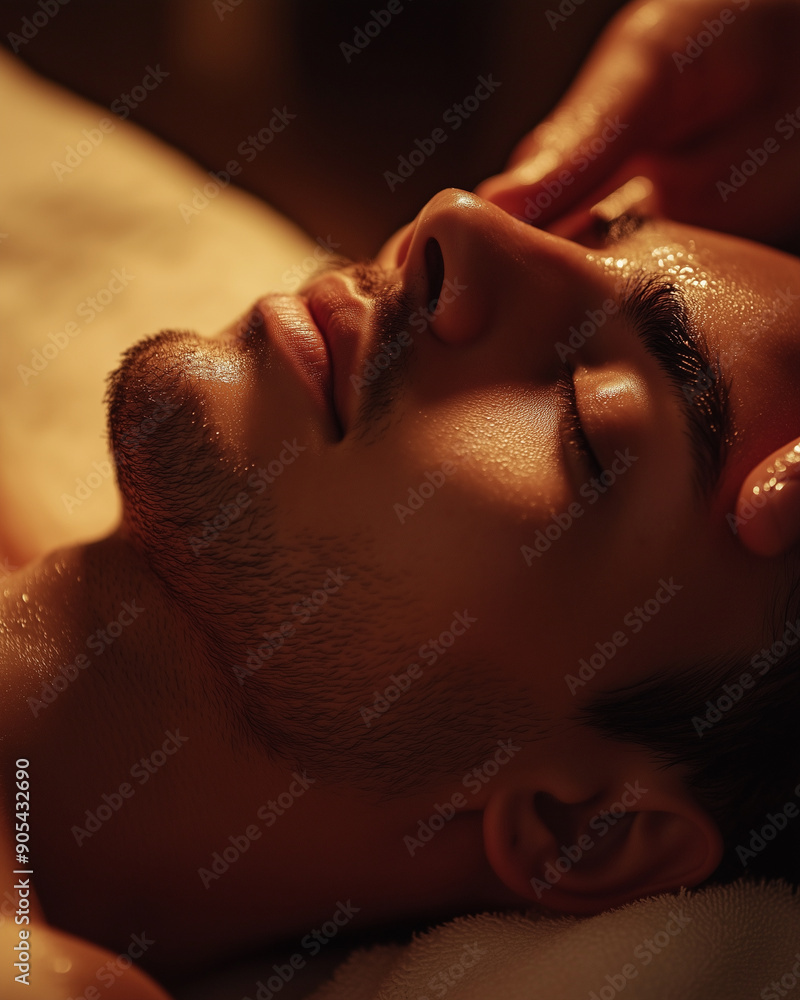 A masseur is giving a massage to a man, macro photo of the process; promo; advertising A masseur is giving a massage to a man, macro photo of the process; promo; advertising