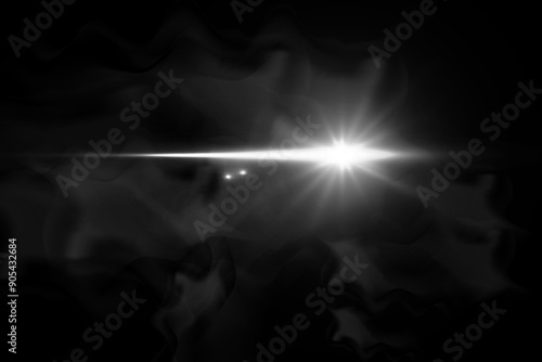 Cars light effect. White glow car headlight bright beams ray isolated on transparent background