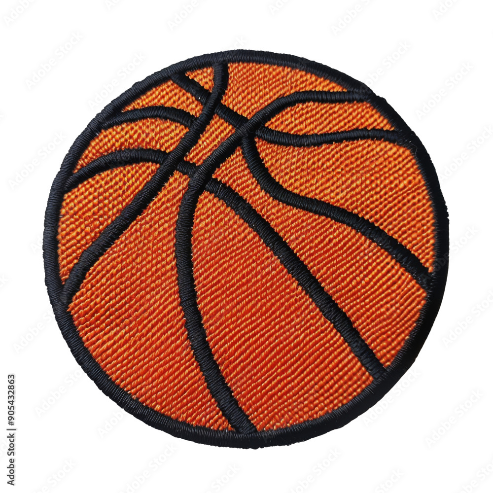 Obraz premium Embroidered basketball ball illustration isolated on transparent background png