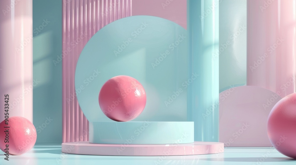 3d geometric shapes. Blank podium display in pastel color. Minimalist pedestal or showcase scene for present product and mock up. Abstract background for cosmetic advertising 3d geometric shapes. Blank podium display in pastel color. Minimalist pedestal or showcase scene for present product and mock up. Abstract background for cosmetic advertising