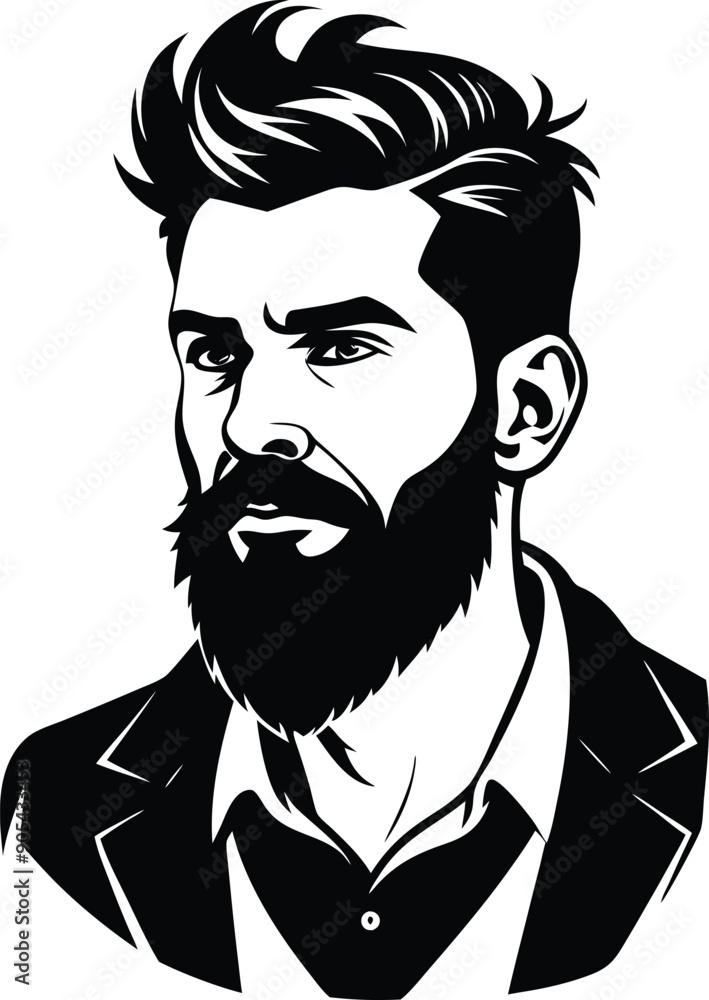 silhouette of hipster man head white background silhouette of hipster man head white background
