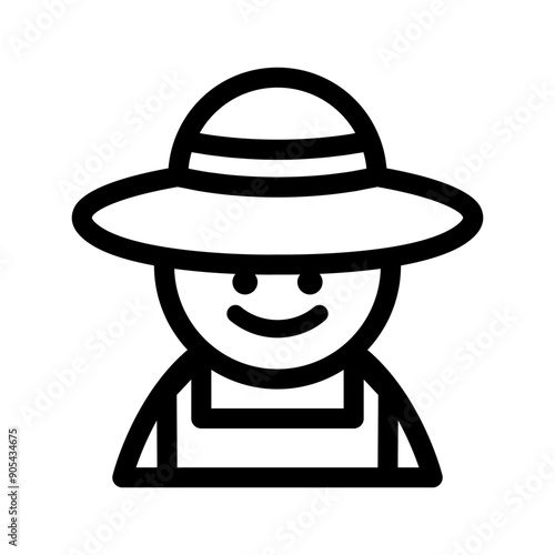 Farmer icon in thin line style vector illustration graphic design