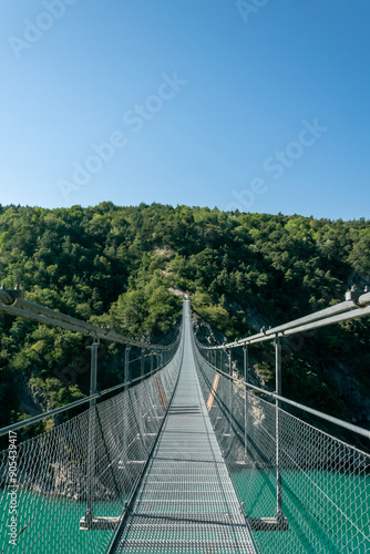 suspension bridge over the river