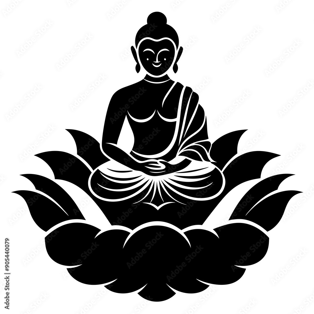 Buddha sitting on lotus vector silhouette Buddha sitting on lotus vector silhouette