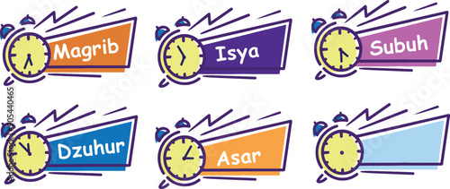 Islamic prayer times schedule digital banner template ui,ux application fajr,dhuhe,asr,magrib,isha