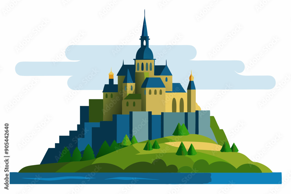 Mont Saint-Michel on white background Mont Saint-Michel on white background