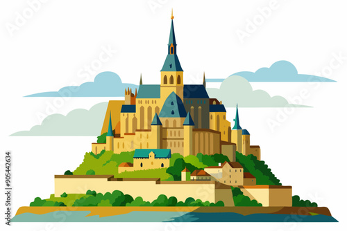 Mont Saint-Michel on white background