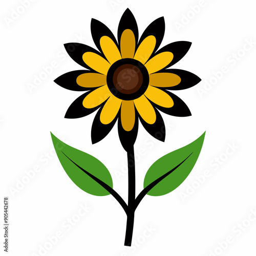 Maryland's black-eyed Susan Flowers black color vector design in white background