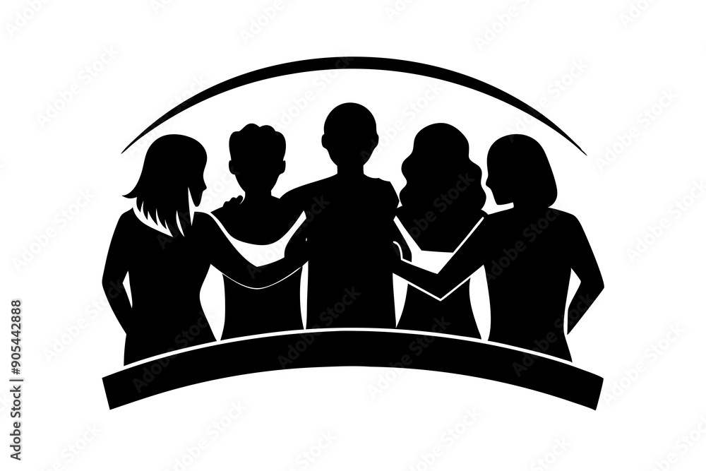 Happy international friendship day, back view of friends group vector illustration Happy international friendship day, back view of friends group vector illustration