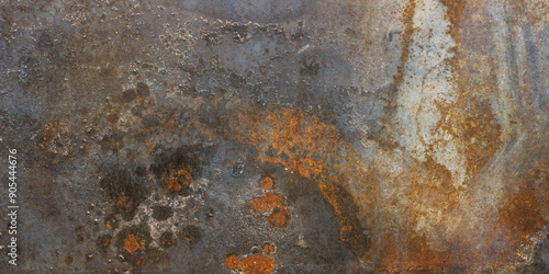 Metal texture with a rusty surface. Rusted background. Grunge background. Banner with scratches. 