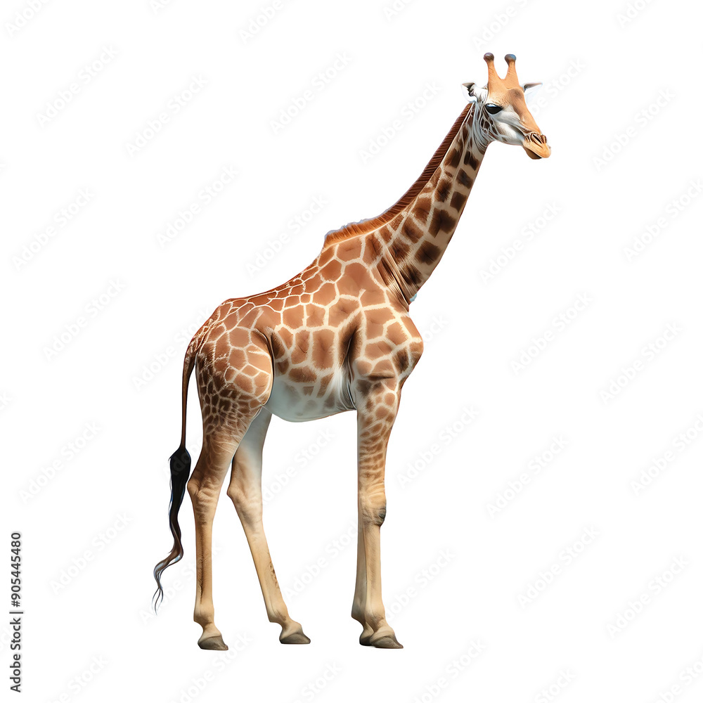 Naklejka premium giraffe standing tall isolated on transparent background