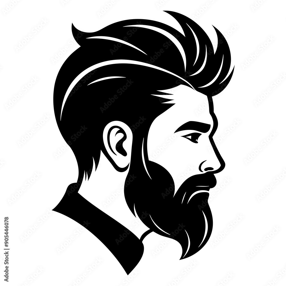 silhouette of hipster man head white background silhouette of hipster man head white background