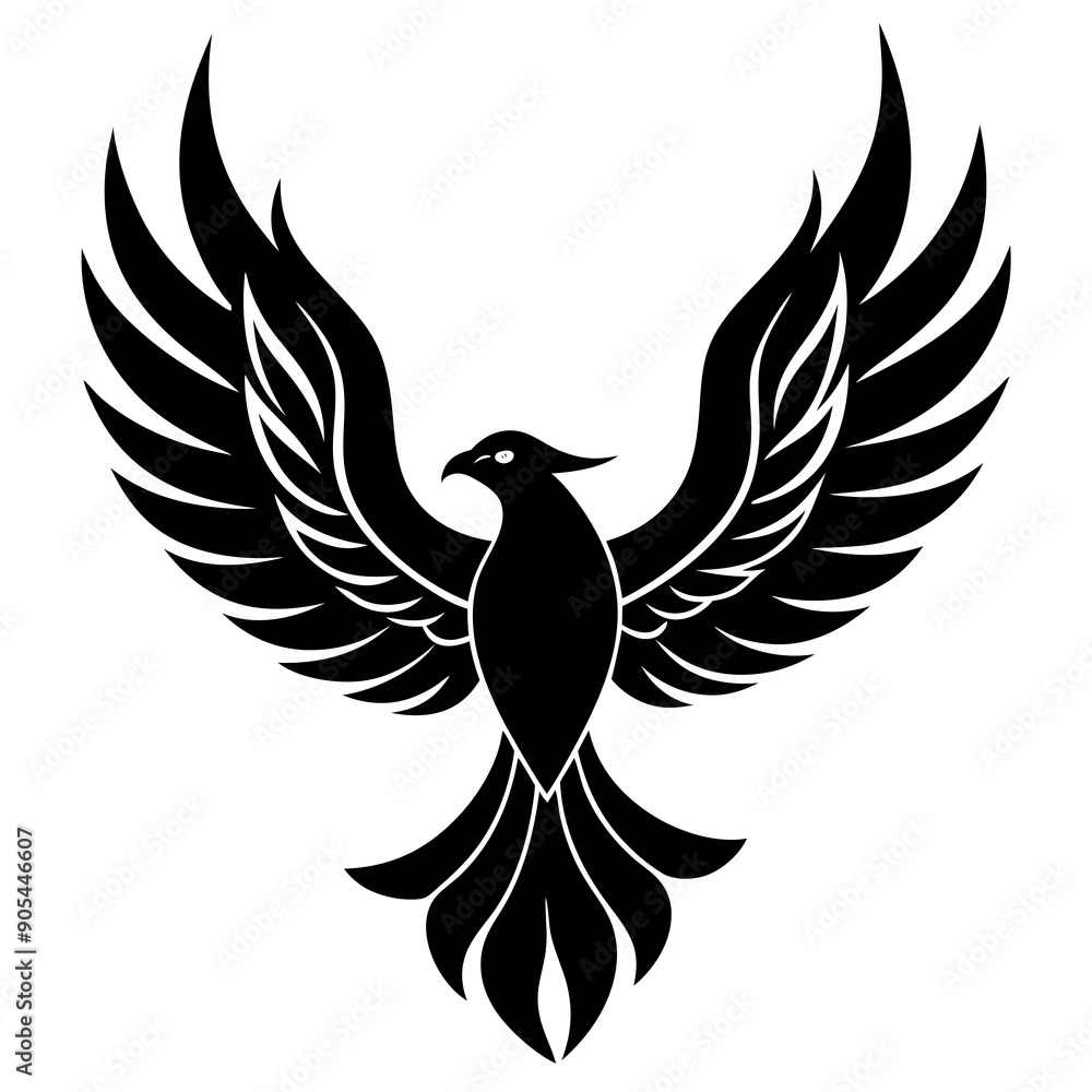 Obraz premium Bird with ablaze wings vector silhouette