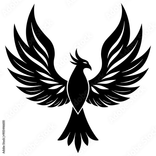 Bird with ablaze wings vector silhouette