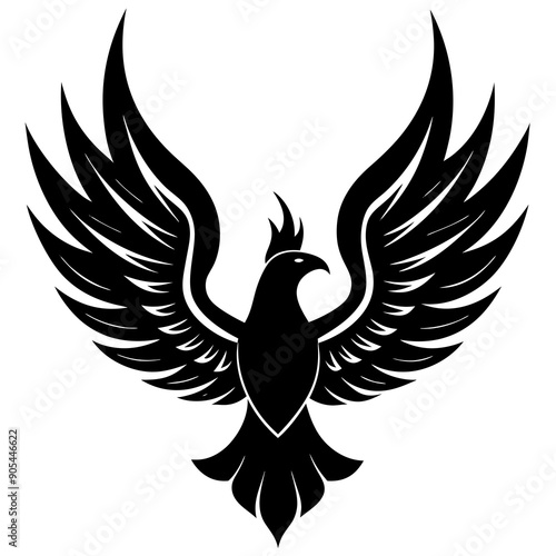 Bird with ablaze wings vector silhouette