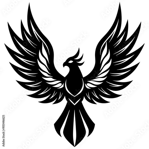Bird with ablaze wings vector silhouette