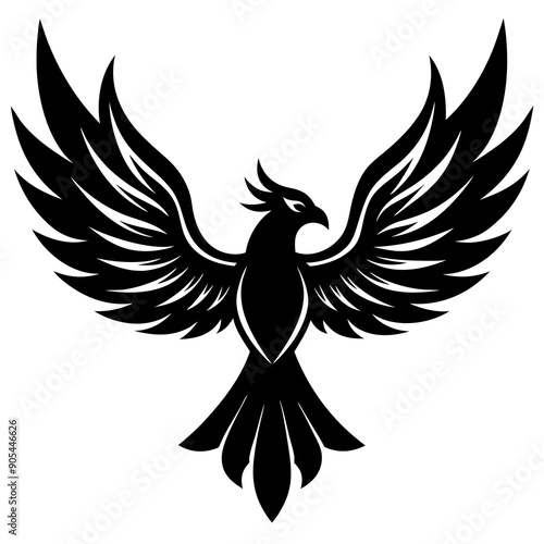 Bird with ablaze wings vector silhouette