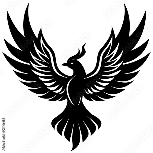 Bird with ablaze wings vector silhouette