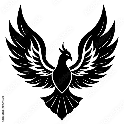 Bird with ablaze wings vector silhouette