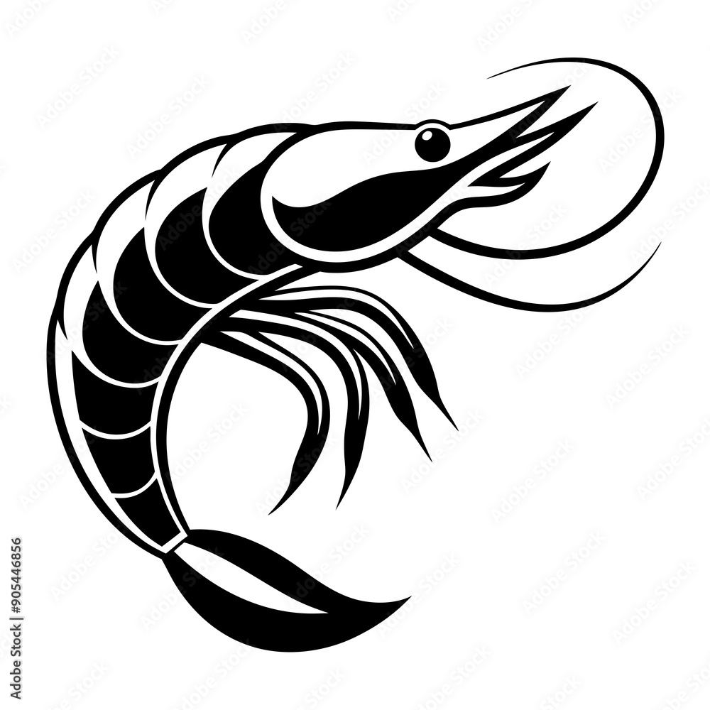 Minimalistic shrimp vector silhouette Minimalistic shrimp vector silhouette